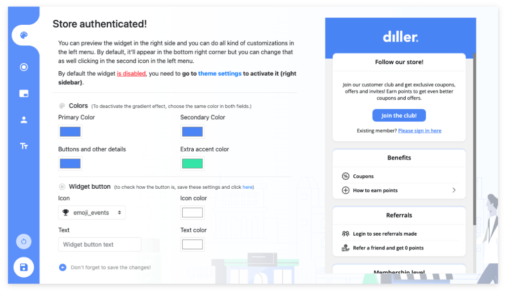 How the Diller Loyalty Shopify App works Diller create a loyalty